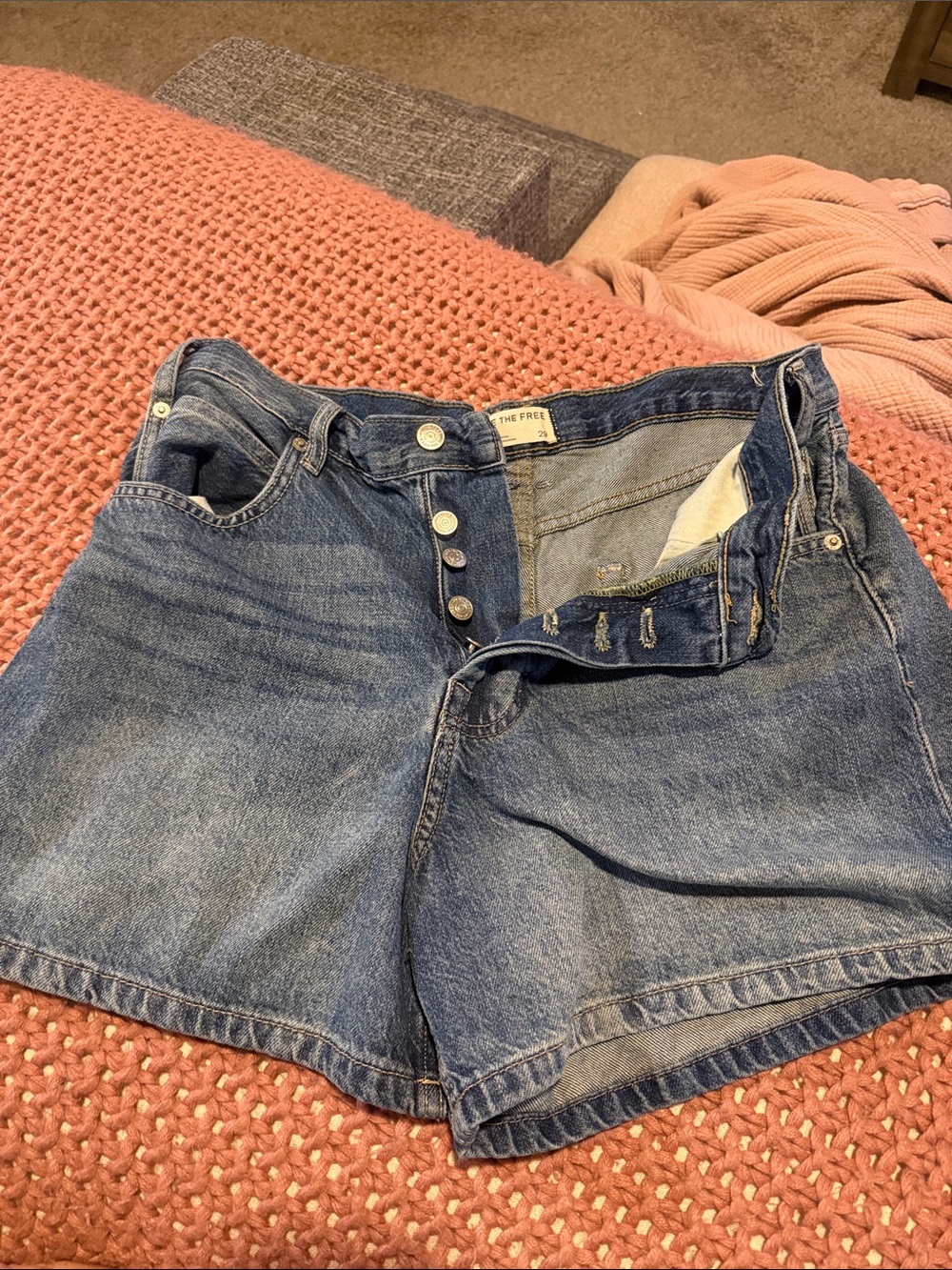 We the Free High-Rise Button-Front Women's Shorts - Blue